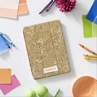 Faux Golden Yellow Glitter Texture Look With Name iPad Air Cover