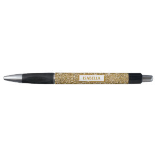 Faux Golden Yellow Glitter Texture Look With Name Pen