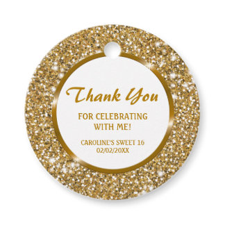 Faux Golden Yellow Glitter Texture - Thank You Favor Tags