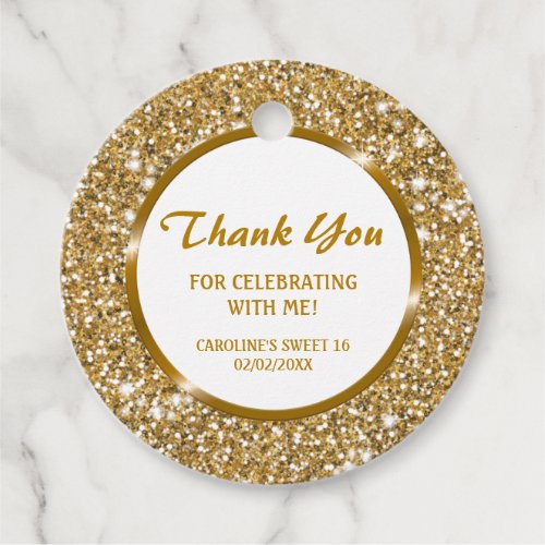 Faux Golden Yellow Glitter Texture _ Thank You Favor Tags