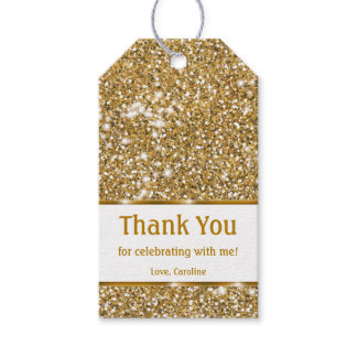 Faux Golden Yellow Glitter Texture - Thank You Gift Tags