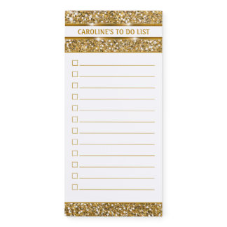 Faux Golden Yellow Glitter Texture To Do List Magnetic Notepad