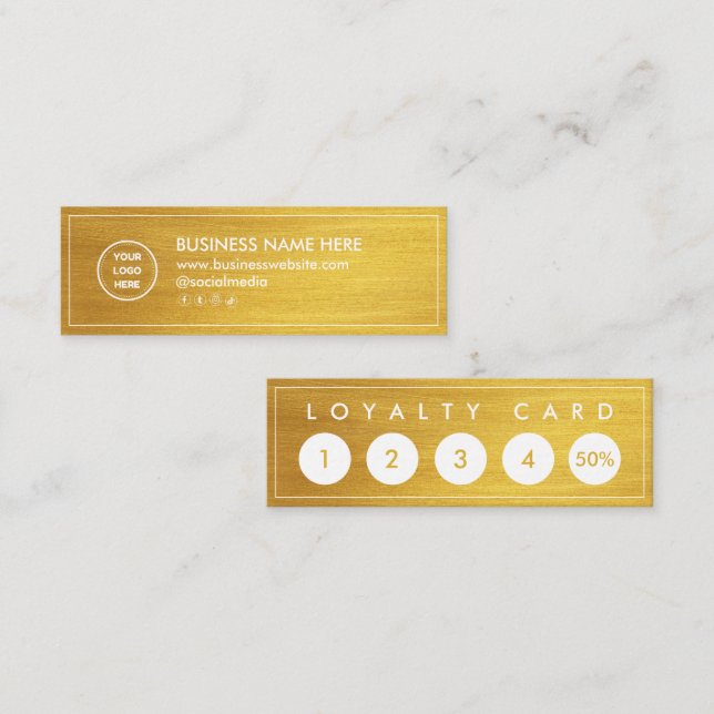 Faux Gradient Gold Mini Chic Modern Minimalist Loyalty Card (Front/Back)