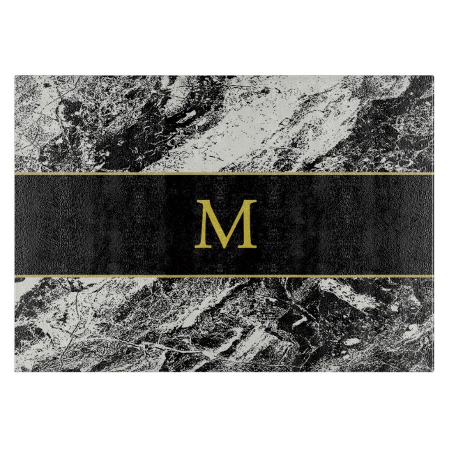 Faux Granite-Look Initial Glass Cutting Board (Front)