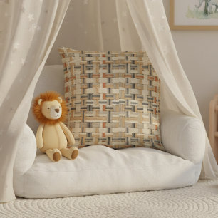 Faux Grasscloth Geometric Weave Pat#3 ID1271 Throw Pillow