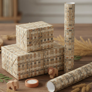 Faux Grasscloth Geometric Weave Pat#3 ID1271 Wrapping Paper