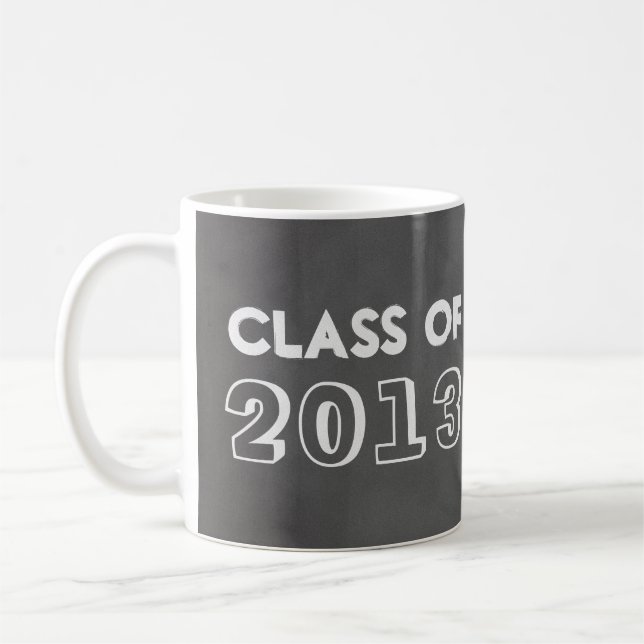 Faux gray chalkboard class year taped up photo coffee mug (Left)