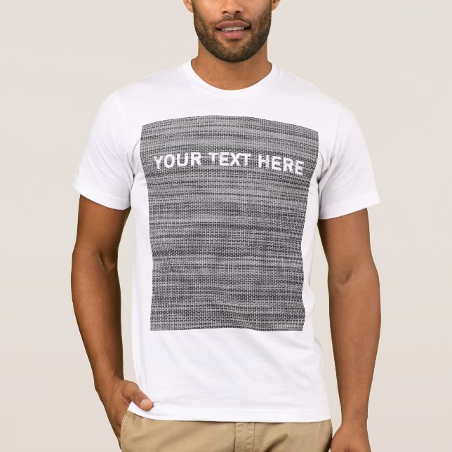 Faux Gray Fabric Art Design T-Shirt Custom Text (Front)