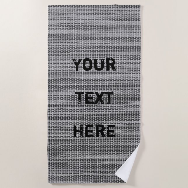 Faux Gray Fabric Beach Towel with Custom Text (Front)