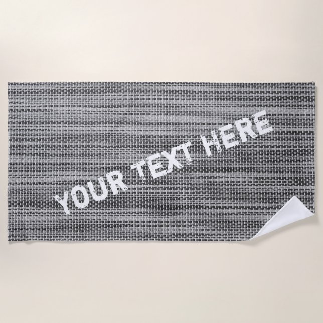 Faux Gray Fabric Beach Towel with Custom Text (Front)