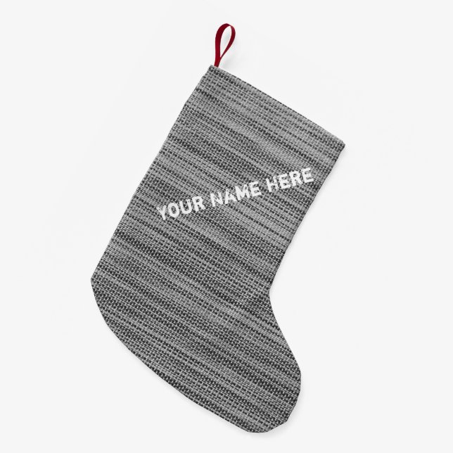 Faux Gray Fabric Christmas Stocking Custom Name (Front (Hanging))