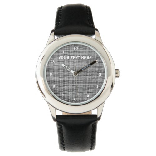 Faux Gray Fabric Custom Text Watch Gift