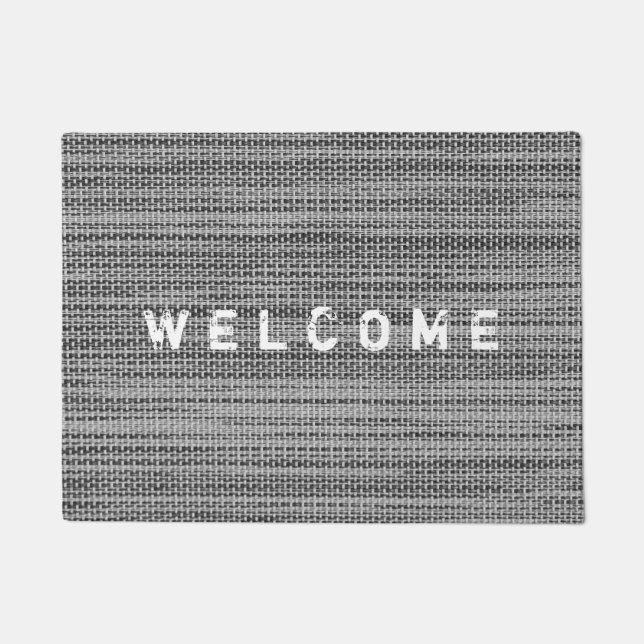Faux Gray Fabric Doormat - Welcome (Front)