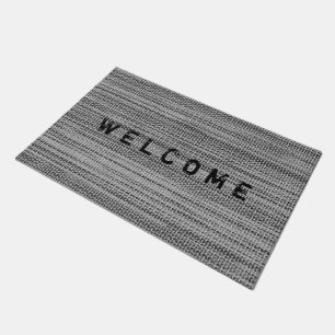 Faux Gray Fabric Doormat Welcome