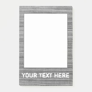 Faux Gray Fabric Framed Post-it® Notes Custom Text