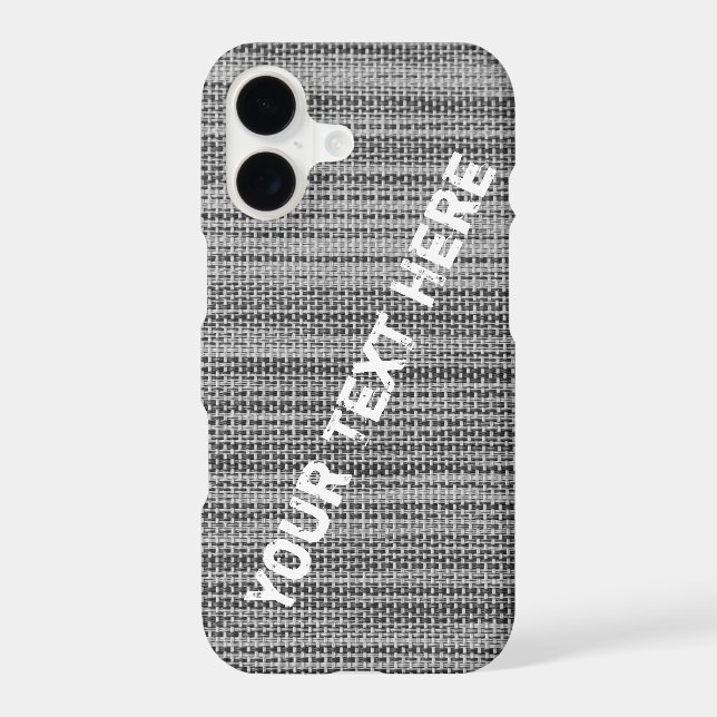 Faux Gray Fabric iPhone Case Personalized Text (Back)