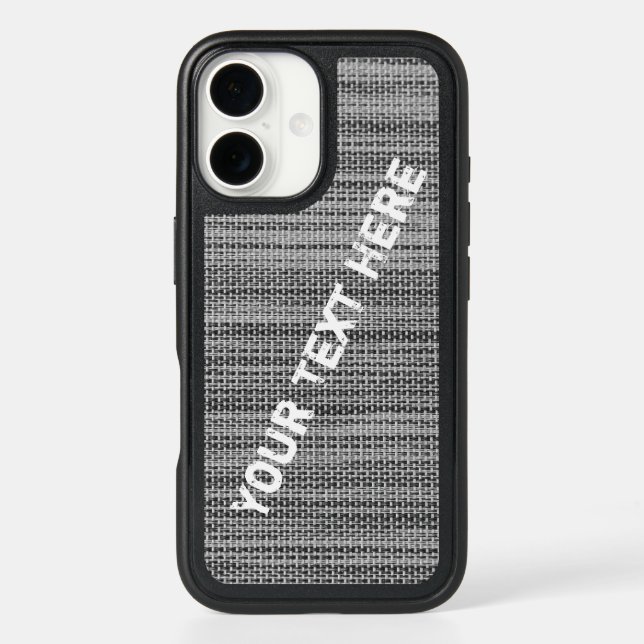 Faux Gray Fabric iPhone Case with Custom Text (Back)