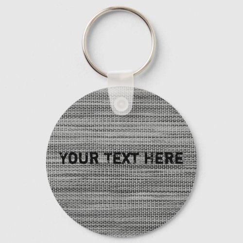 Faux Gray Fabric Keychain Customizable Your Text