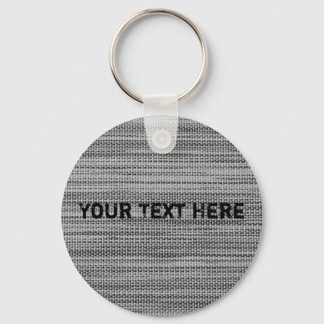 Faux Gray Fabric Keychain Customizable Your Text (Front)