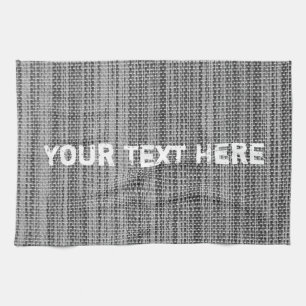 Faux Gray Fabric Kitchen Towel with Custom Text