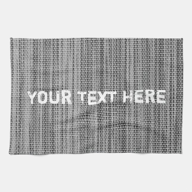 Faux Gray Fabric Kitchen Towel with Custom Text (Horizontal)