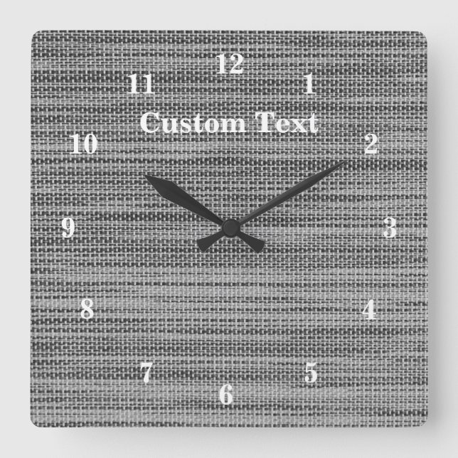 Faux Gray Fabric Knitted Clock with Custom Text (Front)