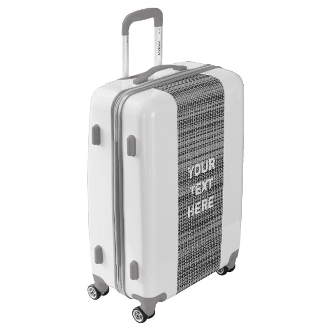 Faux Gray Fabric Luggage with Custom Text (Rotated Left)