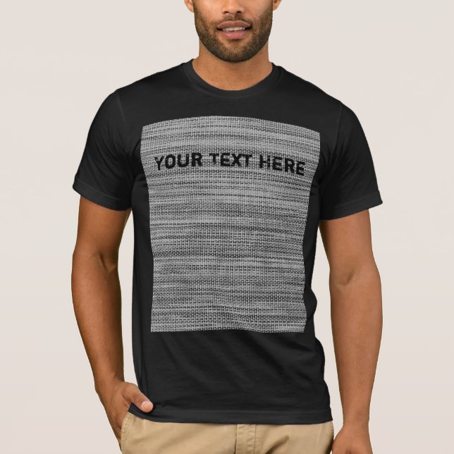 Faux Gray Fabric Patch T-Shirt with Custom Text (Front)