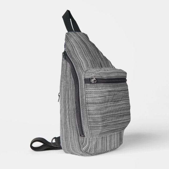 Faux Gray Fabric Sling Bag (Left Corner)