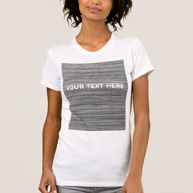Faux Gray Fabric T-Shirt with Custom Text (Front)