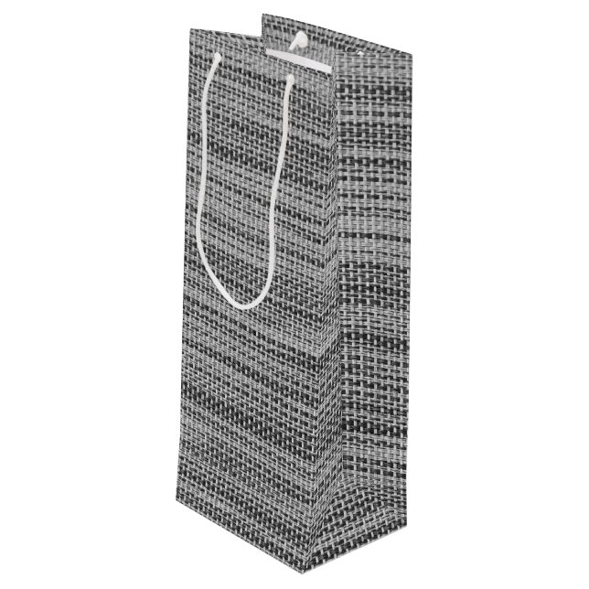 Faux Gray Fabric Wine Gift Bag (Back Angled)