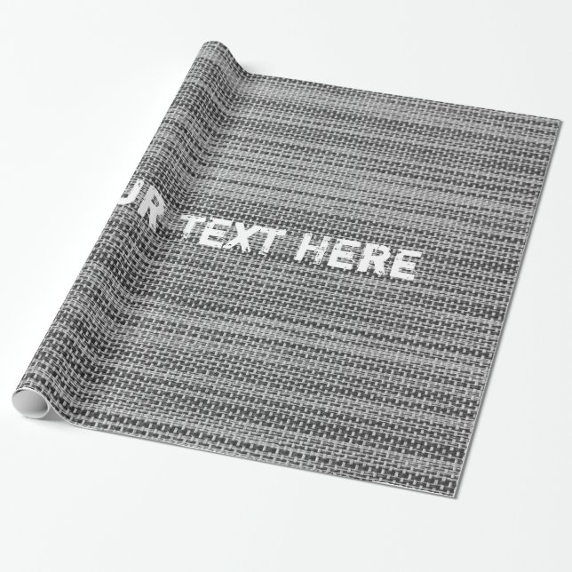 Faux Gray Fabric Wrapping Paper with Custom Text (Unrolled)