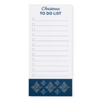 Faux Gray Foil Snowflakes On Blue (Not Real Foil) Magnetic Notepad