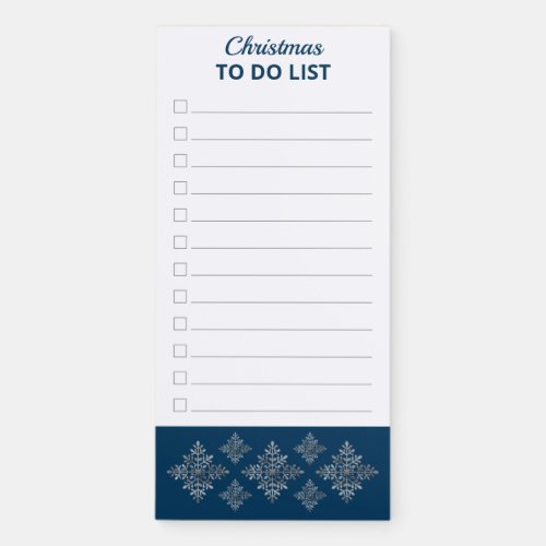 Faux Gray Foil Snowflakes On Blue Not Real Foil Magnetic Notepad