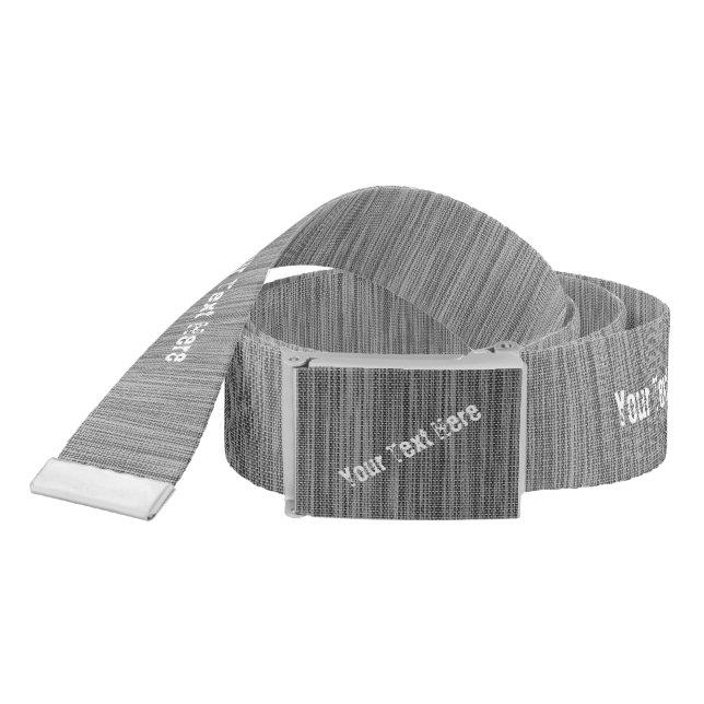 Faux Gray Knitted Belt with Custom Text (Snake)