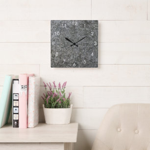 Faux Gray Stone Square Wall Clock