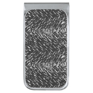 Faux Gray Wolf Hair Print Design Silver Finish Money Clip