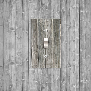 Faux Gray Wooden Board Light Switch Cover