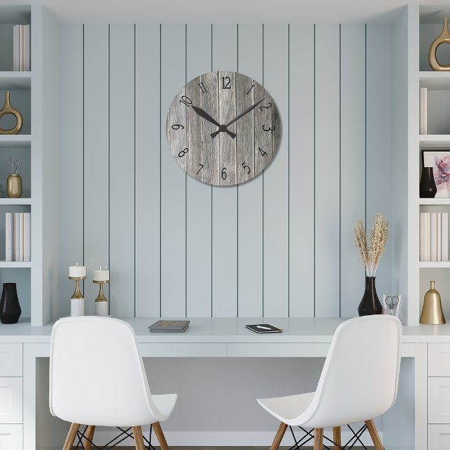 Faux Gray Wooden Board Round Clock (Creator Uploaded)