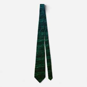 Faux Green Alligator Crocodile Leather Print Neck Tie