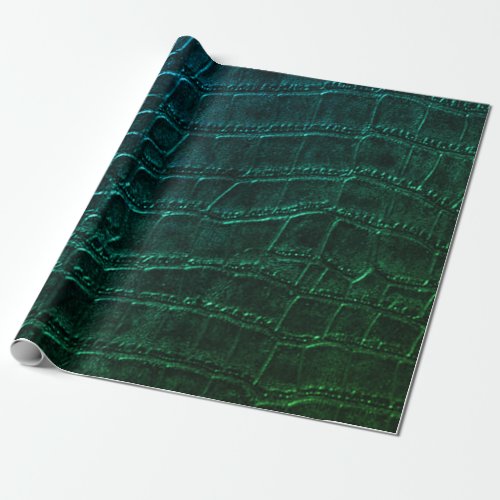 Faux Green Alligator Crocodile Leather Print Wrapping Paper