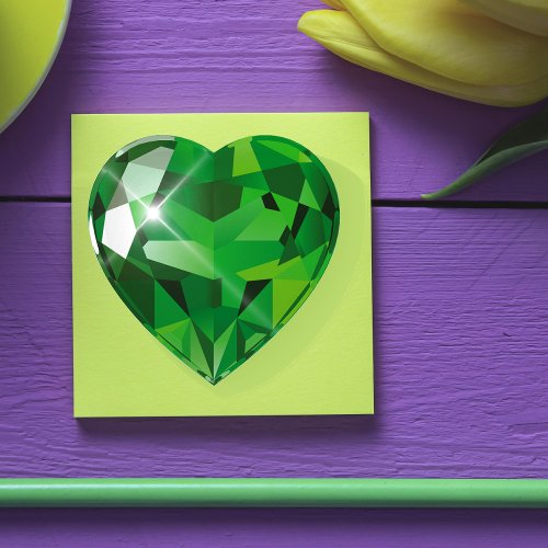 Faux Green Crystal Gem Emerald Heart Paperweight