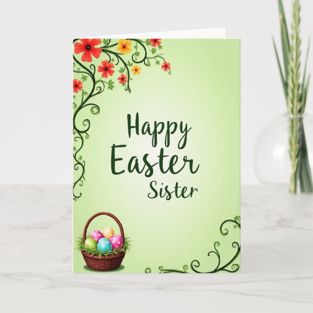 Faux Green Easter Sister Card (Front)