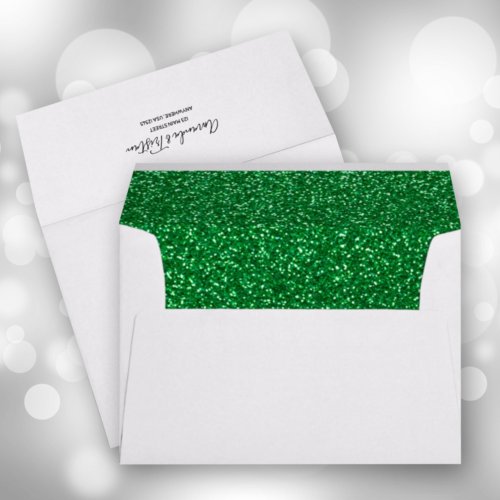 Faux Green Glitter 5 x 7 Envelope
