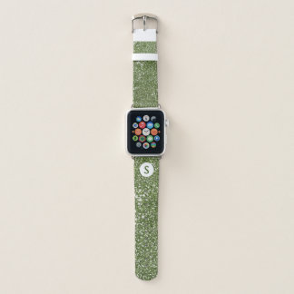 Faux Green Glitter Texture And Custom Monogram Apple Watch Band