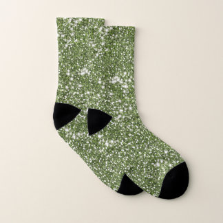 Faux Green Glitter Texture Look-like Design Socks