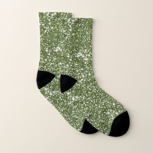 Faux Green Glitter Texture Look_like Design Socks