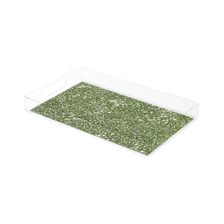 Faux Green Glitter Texture Look-like Graphic Acrylic Tray