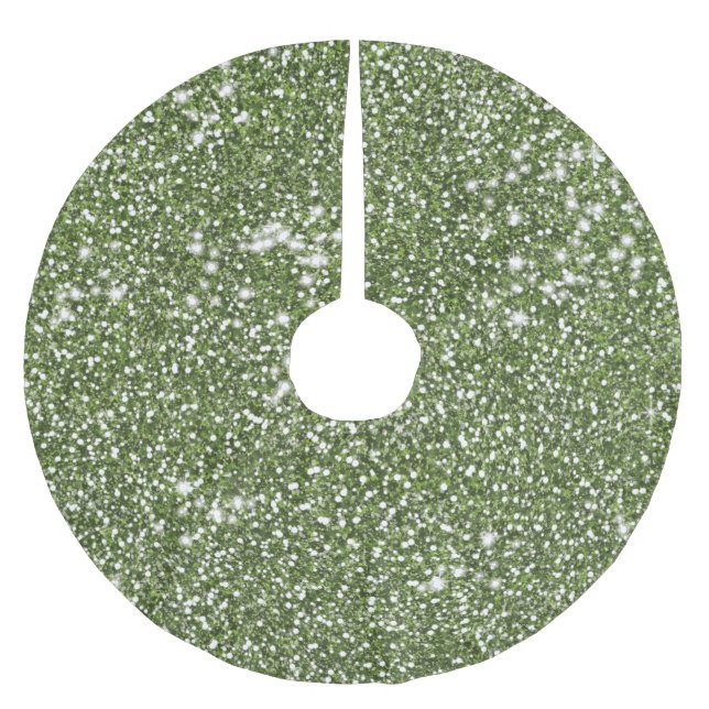 Faux Green Glitter Texture Look-like Graphic Brushed Polyester Tree Skirt (Front)