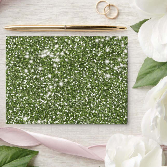 Faux Green Glitter Texture Look-like Graphic Envelope (Wedding)